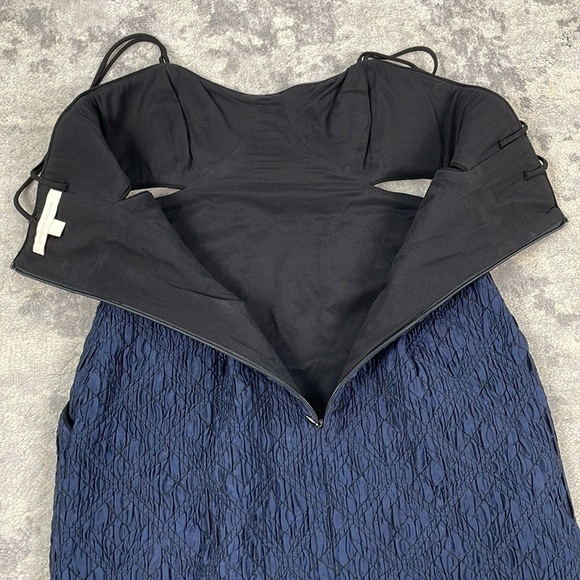 Jonathan Simkhai Navy Blue Crinkle Quilted Textured Cut Out Bodycon Dress 10 - Picture 12 of 12